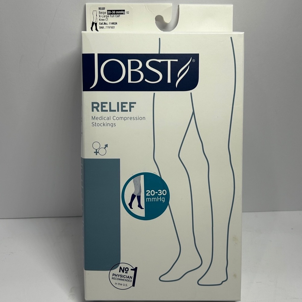 Jobst Relief 20-30 mmHg Compression Stockings Beige XL Full Calf Knee CT 114624